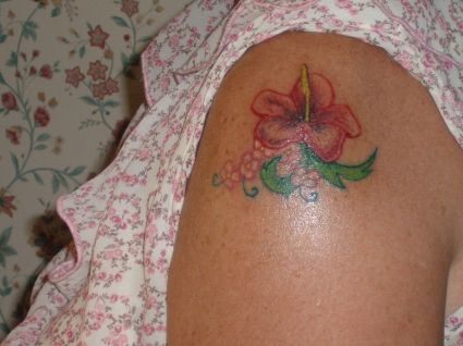 Hibiscus Flower Tattoo On Shoulder