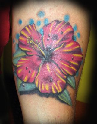 Hibiscus Leg Pics Tattoo