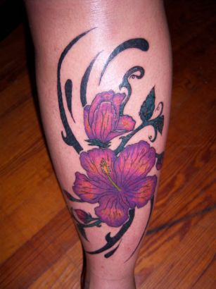 Hibiscus Flower Pics Design On Leg