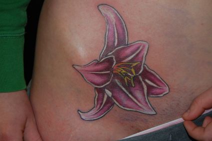 Pink Lily Tattoo Design 