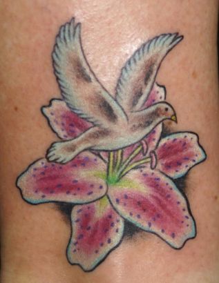 Lily Flower Tats With Dove