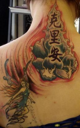 Flaming Lotus Fairy Tattoo