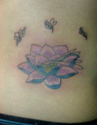 Lotus And Bee Tattoo