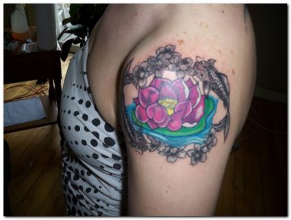 Lotus And Fish Tattoos  