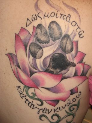 Lotus And Paw Tattoo