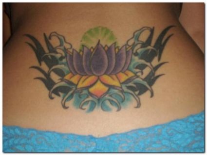 Purple Lotus Tats On Lower Back