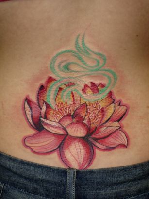 Lotus Girl's Lower Back Tats