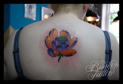 Tattoo Lotus On Back Of Girl