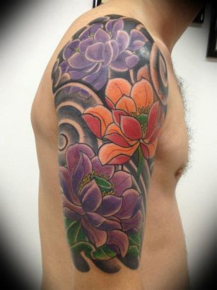 Lotus Flowers In Japanese Style