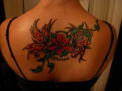 Butterfly And Flower Tattoo