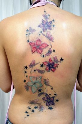 Flower,star And Butterfly Tattoo