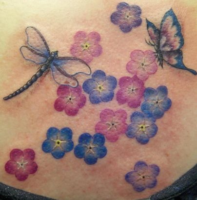 Flower And Dragonfly Tattoo