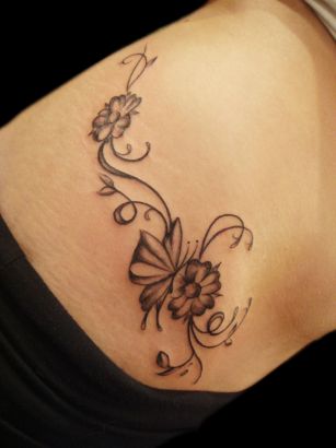 Flower And Butterfly Tattoo Pic