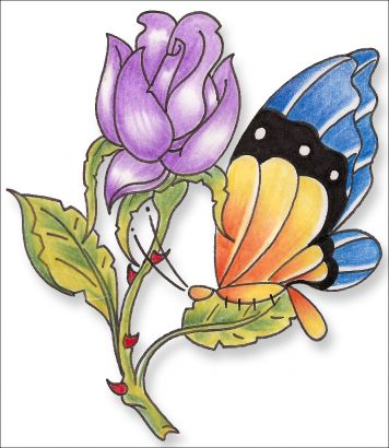 Flower And Butterfly Free Tattoo