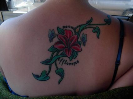 Flower And Butterfly Back Tattoo