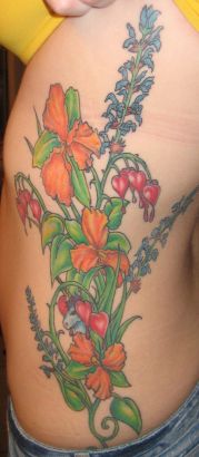 Flower And Hearts Tattoo