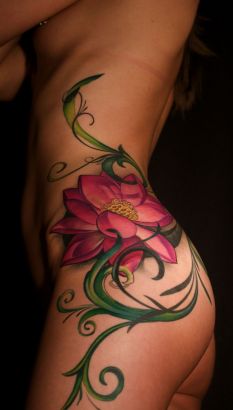 Flower Tattoo On Hip