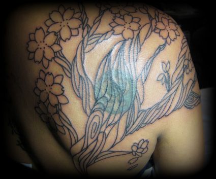 Flower Tattoo Design On Back