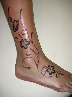 Flower Tattoo Design On Ankle