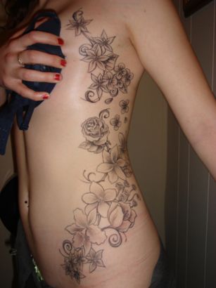 Flower Tattoo Design On Side Rib