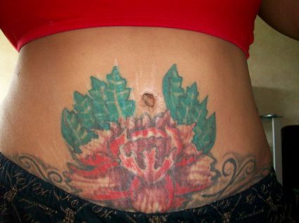 Flower Tattoo Design On Stomach