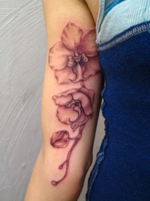 Orchid Flower Tattoo On Arm