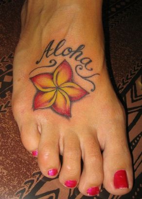 Text And Flower Tattoo