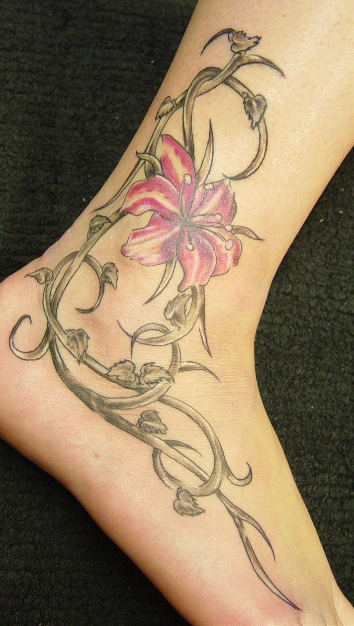 Rose Vine Tattoo Design Silhouette @ Silhouette.pics