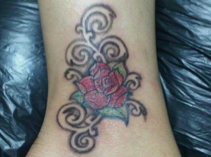 Rose With Swirl Tattoo Design