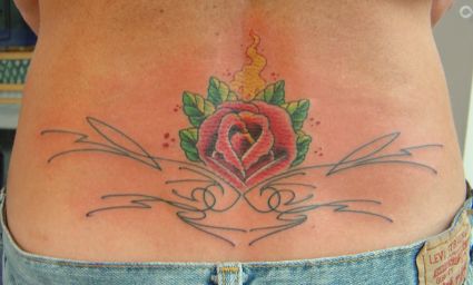 Rose Tattoo On Girl's Lower Back