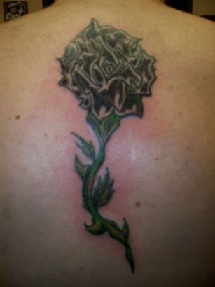 Black Rose Back Tattoo