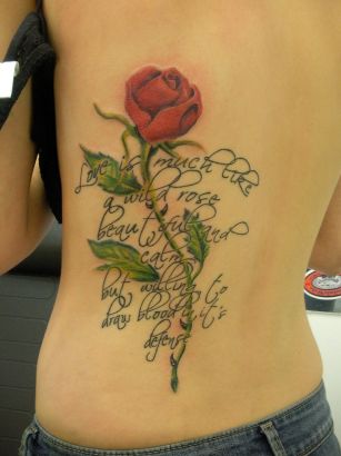 Rose And Text Tattoo 