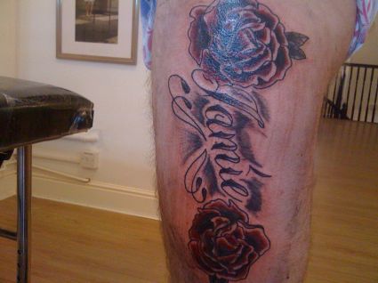 Rose And Text Tattoos