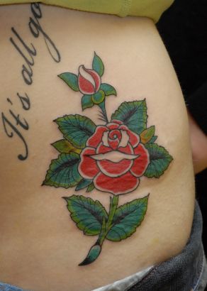 Text And Rose Tattoo