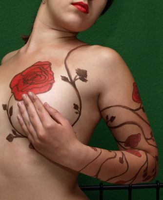 Rose Tattoo Design On Chest