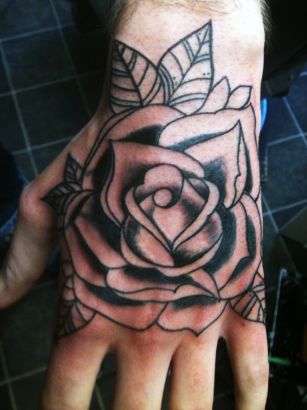 Rose Tattoo On Back Of Palm
