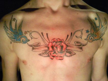 Rose Tat On Chest