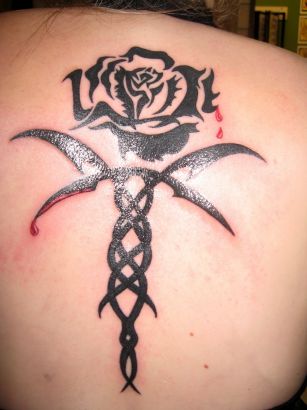 Tribal Rose Back Tattoo