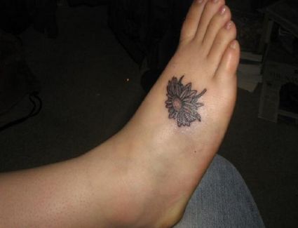 Sunflower Pic Tattoo On Feet