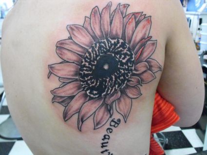 Sunflower Tats On Girl's Back