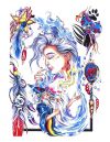 colorful girls tattoo design