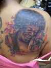 Jimi Hendrix Portrait Tattoo On Girls Back