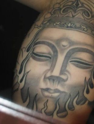 Flaming Buddha Tattoo