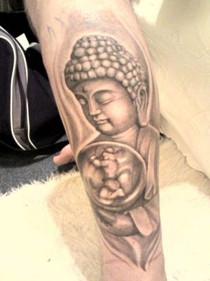 Buddha Leg Tattoo