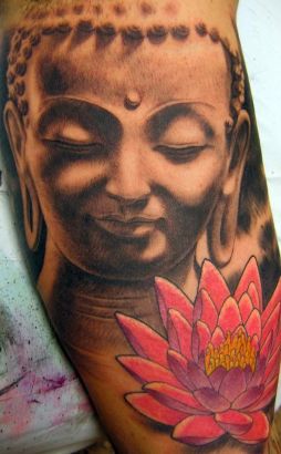 Buddha And Flower Pic Tattoo