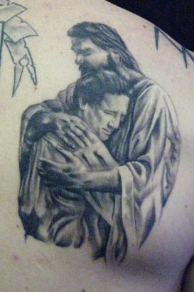 Jesus With Christian Tattoo On Back