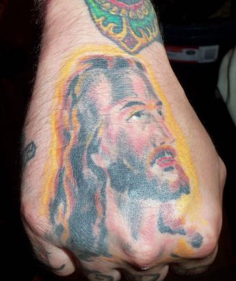 Jesus Pic Tattoo On Hand