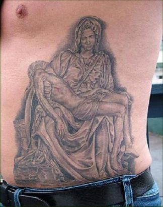 Jesus Tattoo Picture On Side Stomach