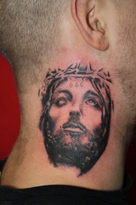 Jesus Neck Tattoo Image