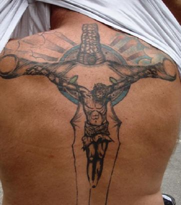 Jesus Pic Tattoo On Back